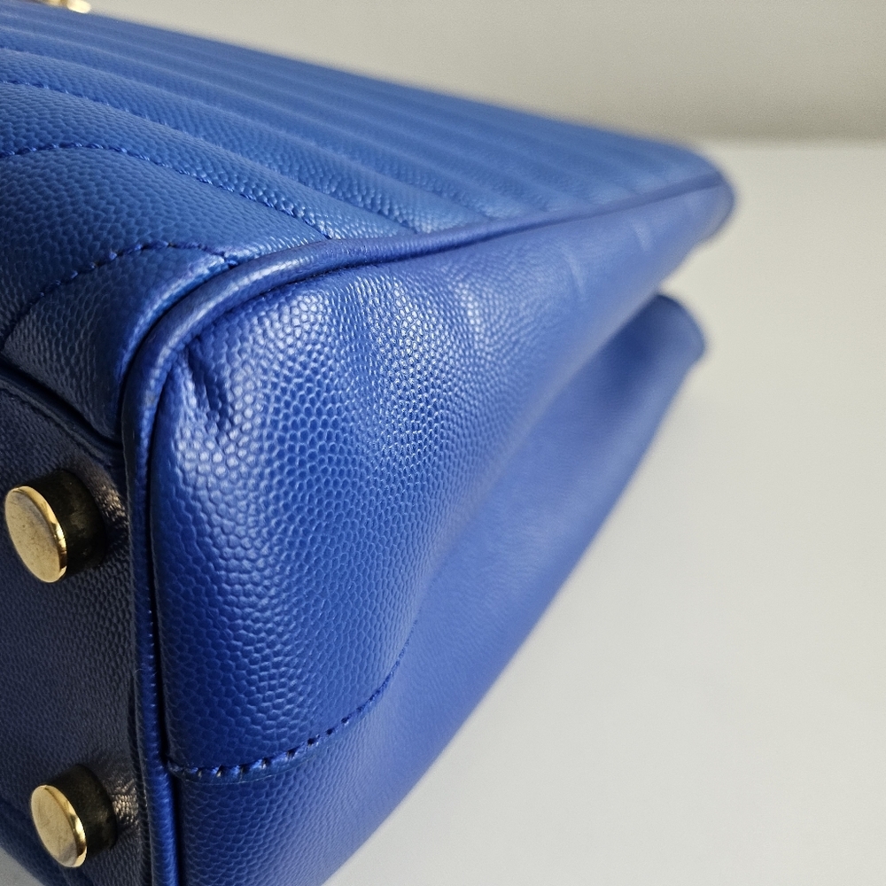 Yves Saint Laurent Blue Quilted Tote - Picture 8 of 15
